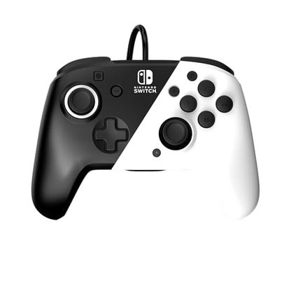PDP REMATCH Enhanced Wired Power Nintendo Switch Pro Controller, Officially Licensed Switch Lite/OLED Compatible Gamepad, Customizable Programmable Buttons, Black and White - color: Black/White