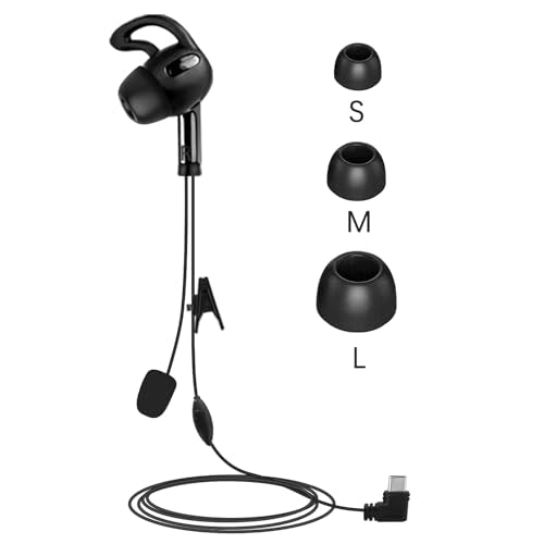 PTT Referee Headset with USB C Interface, Earphone with Push to Talk Button for 4th Official, Earpiece Fit for V6 V4 FBIM Soccer Football Coach Intercom Radio