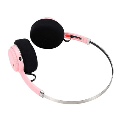 Wireless Retro Headphone, Bluetooth 5.3 On Ear Headset with 40H Playtime, Foldable Gaming Headphones for Travel, Classic Stereo Retro Headset for Adults (Pink) - color: Pink