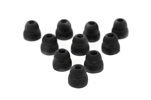 5 Pairs of Double Flange Replacement Earbud Tips fit Powerbeats, LG, Symphonized, iFrogz, Mpow, Skullcandy, Panasonic Headphones (Black) - color: Black