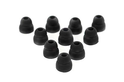 5 Pairs of Double Flange Replacement Earbud Tips fit Powerbeats, LG, Symphonized, iFrogz, Mpow, Skullcandy, Panasonic Headphones (Black) - color: Black