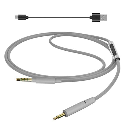 GEEKRIA Audio Cable with Mic Compatible with Bose QC Ultra/45/35II/35/700 Headphones Cable, 3.5mm to 2.5mm Replacement Stereo Cord with Inline Microphone and Volume Control (4 ft/1.2 m)