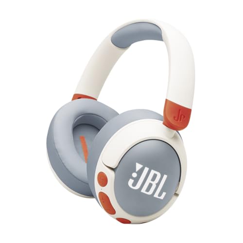 JBL Junior 470NC - Cancelling Kids Headphones - White | JBL Safe Sound 85dB, Parental Control with Customizable Volume Playtime, Easy monitoring, Active Noise Cancelling