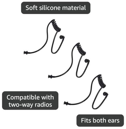 Two Way Radio Earpiece Acoustic Coil Tube Replacement for Walkie Talkie Surveillance Headset (Black Tube)