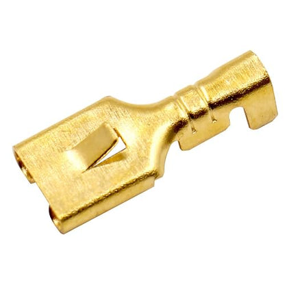 BAOMAIN 100-Pack 6.3mm 1/4" Female Spade Connector Non-Insulated Terminals | Copper 1/4" Non-Insulated Female Connectors with Locking Tab for 18-16 AWG Wire,Ideal for Automotive & DIY Projects