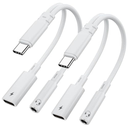 USB c to 3.5mm headphone adapter with charging, 2 in 1 USB C to 3.5mm Aux Audio Jack Dongle with PD 30W Fast Charging Port, Compatible with iPhone 17/16, Galaxy S26/S25, Google Pixel 10/9, for Car AUX
