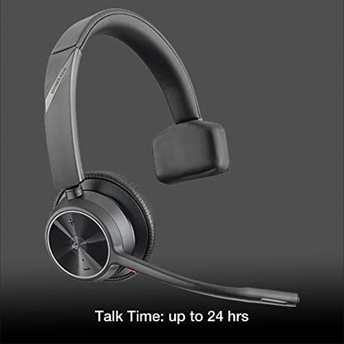 Poly Voyager 4310 Plantronics UC Wireless Bluetooth Mono Headset (USB-A) Teams - Bundled w/Global Teck Microfiber - Compatible Deskphone, PC/Mac, for Zoom, RingCentral, Vonage - color: Mono - No Charging Stand