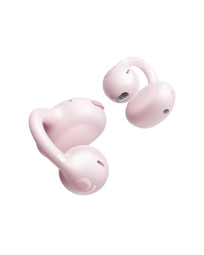 Baseus Bass BC1 Open Ear Earbuds Clip-On Headphones, Open-Ring Comfort with Tri-Curve Snug Clip, Powerful Sound with SuperBass, 4-Mic Clear Calls, IP55 Waterproof, 38H Playtime - color: Pink
