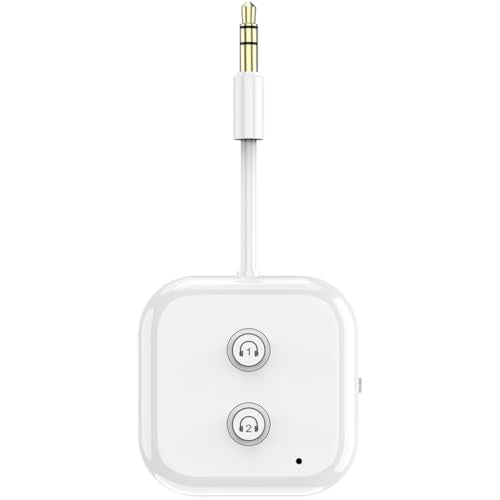 Bluetooth 5.3 Transmitter, Audio Adapter AptX Adaptive/Low Latency | Dual Link , Works with 3.5mm Aux Jacks on Airplanes, Gym Equipment, TVs, Tablets