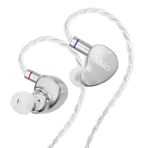 Hybrid In Ear Monitor IEM Earphones,HiFi Wired Earbuds,Powerful Deep Bass | Silvery Treble,0.78mm Detachable Cable,3.5mm & 4.4mm Jack for PC/Laptop/Switch/Xbox/Ps5,Gaming Ear Buds Without Mic,Silver