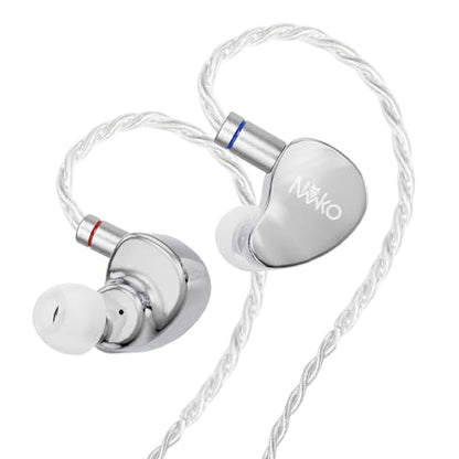 Hybrid In Ear Monitor IEM Earphones,HiFi Wired Earbuds,Powerful Deep Bass | Silvery Treble,0.78mm Detachable Cable,3.5mm & 4.4mm Jack for PC/Laptop/Switch/Xbox/Ps5,Gaming Ear Buds Without Mic,Silver