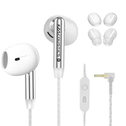 KZ Duet 유선 이어버드, 마이크 포함, 듀얼 드라이버 인이어 이어폰, 3.5mm 잭 포함 | 소음 차단 핏, 인라인 마이크 통화 및 트랙 컨트롤, 여행에 편리함, 화이트 - color: 마이크, style: 화이트