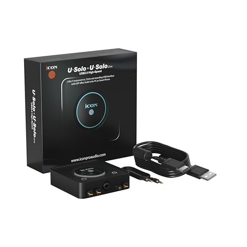iCON USoloLive USB Audio Interface with 48V Phantom Power for Podcast | 24Bit/192kHz USB Audio Interface, Low Latency ASIO Driver, 48V Phantom Power, ProDriver4 Software for Podcast & Gaming. - color: Black