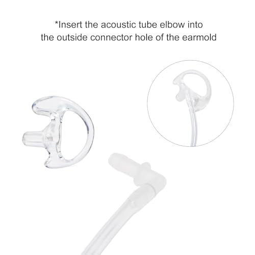 Replacement Earmold for Acoustic Coil Tube Headset(Clear 2 Pairs) | Silicone Ear Insert for Motorola Midland Baofeng Walkie Talkie Surveillance Earpiece - color: clear