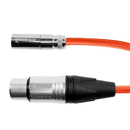 KONDOR BLUE | 16 Inch Mini XLR (TA3) 3-Pin Male to XLR Female Audio Cable | Braided On-Rig Mic Cable for Blackmagic Design Pocket Cinema Camera 4K 6K, for Canon EOS C70 | Red - color: Red