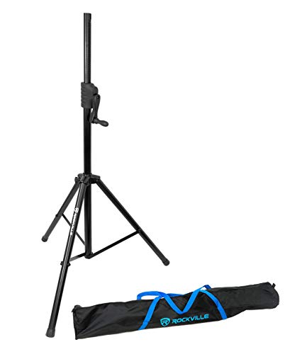 Rockville RVCS2 Heavy-Duty Tripod Crank-Up DJ PA Speaker Stand with Bag | 48-78" Adjustable Height, 100 lb Capacity, 39" Tripod Base, Steel and Aluminum Construction, 1.38" Pole, 9.5 lb Weight
