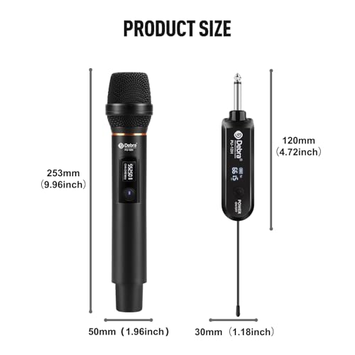 D Debra UHF Wireless Microphone, Cordless Handheld Dynamic