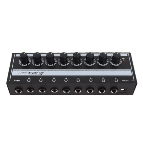 Headphone Amplifier, Stereo Headphone Amplifier Clear Sound Metal 100 to 240V Compact 8 Output and 1 Input Channels Sturdy for Stage