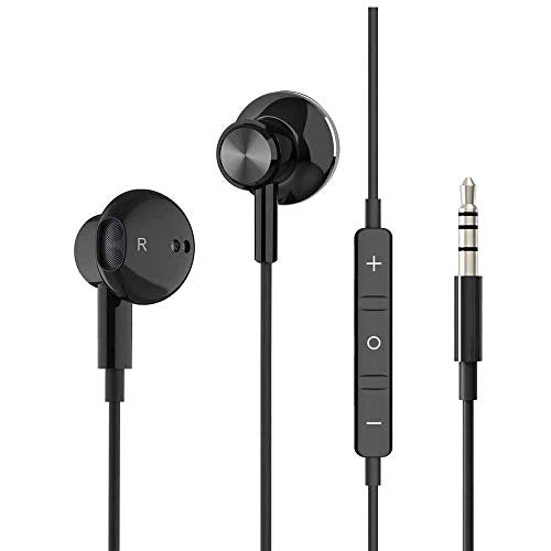 Wired Earbuds Noise Isolating In-Ear Headphones Earphones with Mic Volume Control 3.5mm Plug for Sports Workout Compatible with Cell Phones Android Samsung Galaxy Moto Tablets Laptops Computer (Black) - color: Black