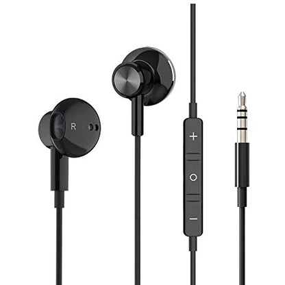Wired Earbuds Noise Isolating In-Ear Headphones Earphones with Mic Volume Control 3.5mm Plug for Sports Workout Compatible with Cell Phones Android Samsung Galaxy Moto Tablets Laptops Computer (Black) - color: Black