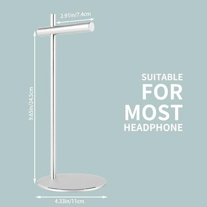 Aluminum Alloy Headphone Stand for Desk with Non-Slip Base - Universal Headset Stand Compatible with Over-Ear, On-Ear and Neckband Headphones (Silver) - color: Silver