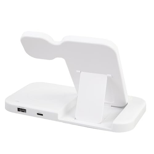 Fabater Wireless Charging Station, 15W Fast Foldable with 4 in 1 Charging Dock, Multi Device Charger Stand for Phone Watch Headphone Travel