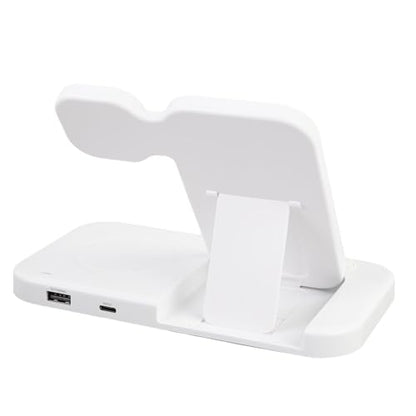 Fabater Wireless Charging Station, 15W Fast Foldable with 4 in 1 Charging Dock, Multi Device Charger Stand for Phone Watch Headphone Travel