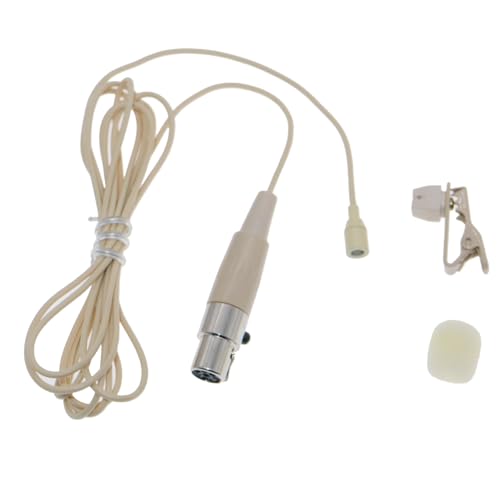 WL35 Professional Clip-On Lavalier Condenser Microphone for Shure ULX SLX PGX GLX QLX U1 UR1 BeltPack Microphones System Parts with TA4F Mini XLR 4Pin Plug (Beige) - color: Beige