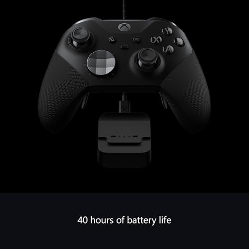 Xbox Wireless Gaming Controller | Elite Series 2 | Black | Consoles, PCs, TVs, mobile, and more | Adjustable Thumbsticks | Trigger Locks - color: Black