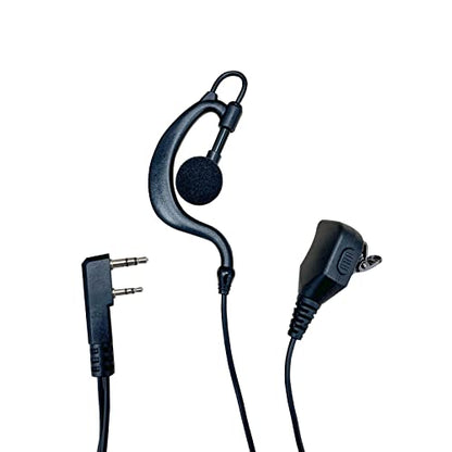 SHON Walkie Talkie Headset with Mic, Compatible Kenwood Baofeng and Retevis Radios 2 Pin G-Shaped Ear Hook for Police Law Enforcement (6 Set/Black) - size: M/6 Set