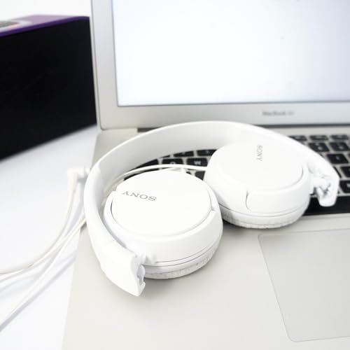 Sony Over On Ear Best Stereo Extra Bass Portable Headphones Headset for Apple iPhone iPod/Samsung Galaxy / mp3 Player / 3.5mm Jack Plug Cell Phone (White)