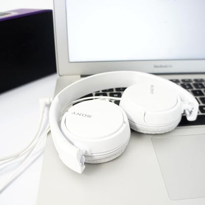 Sony Over On Ear Best Stereo Extra Bass Portable Headphones Headset for Apple iPhone iPod/Samsung Galaxy / mp3 Player / 3.5mm Jack Plug Cell Phone (White)
