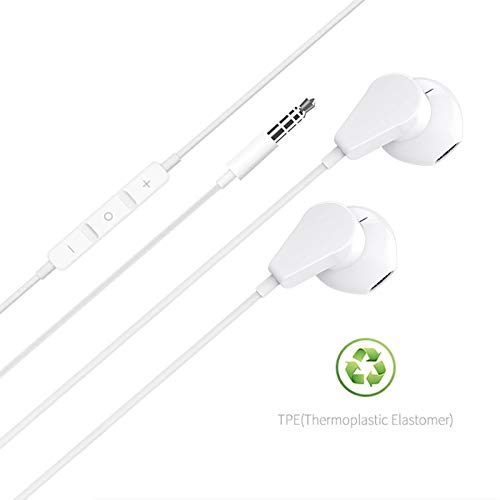 GEEKRIA 3.5mm Gaming Earbuds with Mic & Volume Control, Wired Stereo in-Ear Headphones Compatible with PS4, Xbox One Controller, PC, Laptop, Smartphone - color: White