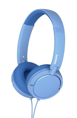Philips K2019 Lightweight On-Ear Wired Kids Headphones - Built-in Mic, Safe Volume Limited, Foldable & Durable, Blue - color: Blue