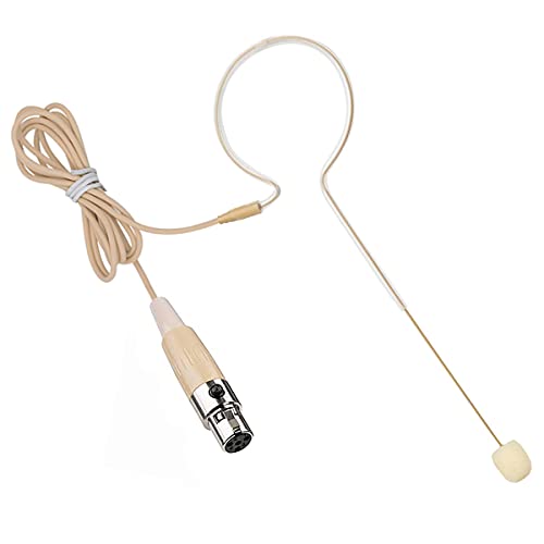 Headset Single Earhook Microphone Compatible with Shure Bodypack | Earset Headworn Over Ear Hanging Condenser Omnidirectional Mic for Wireless System Transmitter with Mini XLR 4 Pin TA4F Plug