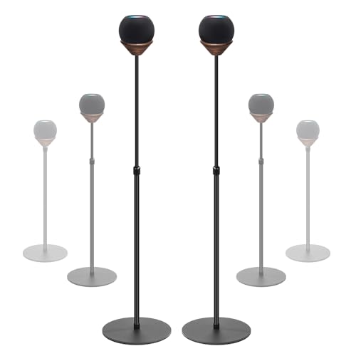 2-Pack Floor Homepod Mini Stand,Height Adjustable 15.7 In-31.4 in Black | Wooden Tray Safety Stability and Anti Slip Bottom，Mini Speaker Accessories Are Suitable for Home Living Rooms, Bedrooms, Gyms - color: 2 Pack- black