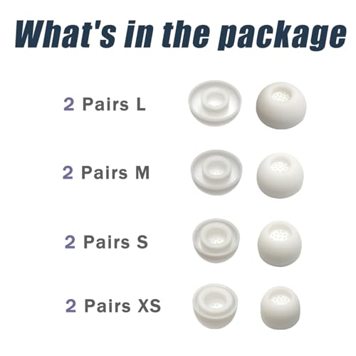 8 Pairs Earbud Tips for Sennheiser Momentum True Wireless 4 - Noise Isolating Replacement Ear Tips Momentum TWS 4 (XS/S/M/L), White - color: White-Silicone