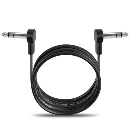 TRS Stereo Flat Patch Cables 36 in | 1/4" Right Angle Male-to-Male Connector for Effct Pedal, Low Profile, Save More Space Pedals Board, Black - color: 36 in