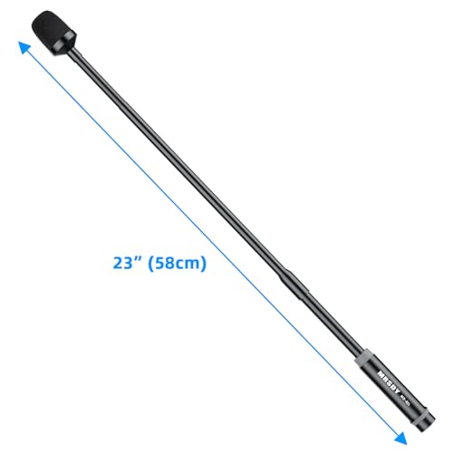 MRSDY 23 Inch Gooseneck Microphone, 3pin XLR Metal Wired Dynamic Podium Mic | Clear sound quality, noise reduction, all-metal construction, dual hose, cardioid directionality, 360° rotation, and 90° bend