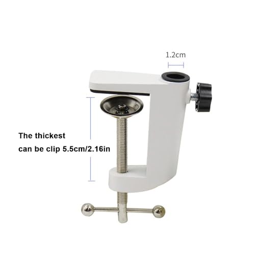Metal Desk Clamp Universal C Shape Table Mounting Clamp for Microphone Suspension Boom Scissor Arm Stand Holder with Adjustable Screw Fits up to 2.16"/5.5cm Desktop Thickness-Black,White - color: white