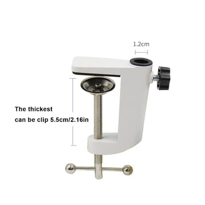 Metal Desk Clamp Universal C Shape Table Mounting Clamp for Microphone Suspension Boom Scissor Arm Stand Holder with Adjustable Screw Fits up to 2.16"/5.5cm Desktop Thickness-Black,White - color: white
