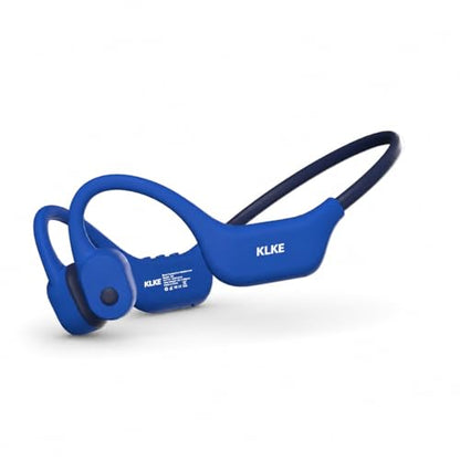 Bone Conduction Headphones for Running with mic and Rear Safety Light | Dual Sound Modes, Adjustable Fit, 10H Playtime, USB-C Charging, Clear Calls, Lightweight Comfort for Gym, Cycling and Hiking. - color: KLKE-Blue