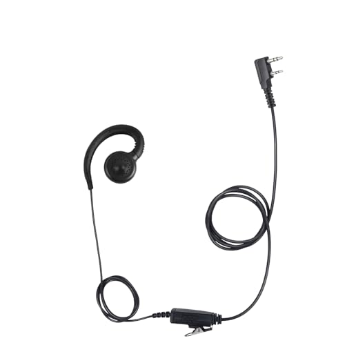 Renastar Two Way Radio Headset Ptt Mic Earpiece C Swivel Over The Ear Piece for Baofeng for Kenwood for Retevis 2 Pin Walkie Talkie (Black,Wired)
