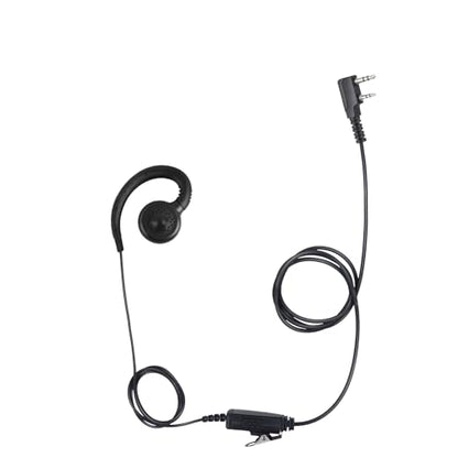 Renastar Two Way Radio Headset Ptt Mic Earpiece C Swivel Over The Ear Piece for Baofeng for Kenwood for Retevis 2 Pin Walkie Talkie (Black,Wired)