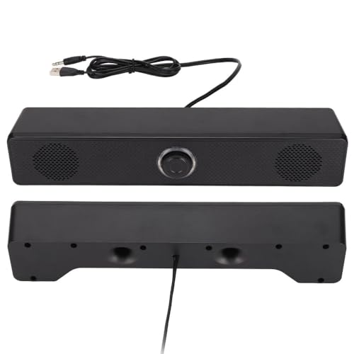 Double Horns Home Soundbar Speaker with Volume Control 3.5mm Input Wired Connection TV Entertainment System USB Powered
