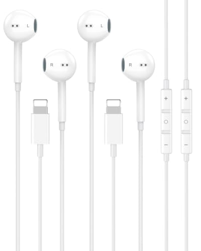 2 Pack [Apple MFi Certified] Wired Headphones for iPhone 14 13 12 Pro Max | 2Pack Wired Earbuds with Built-in Mic & Volume Control HiFi Stereo Nosie Reduction Earphones for iPhone 14 13 12 11 XS XR X 8 - color: LWhite