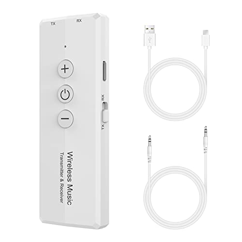 Isobel 3-in-1 Bluetooth Transmitter/Receiver, Rechargeable Bluetooth Adapter for TV & Car Stereo - color: White