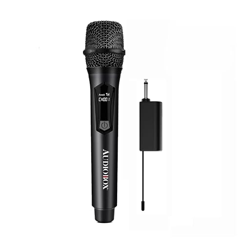 Audiobox UHF Wireless Microphone, Rechargeable Karaoke Mic, Black (2 Pack) | 160ft Wireless Range, Low-Latency Audio, Metal Housing, USB-C Charging, LED Indicator, PA & Mixer Compatible