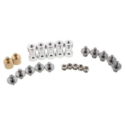 Lightweight Aluminum Alloy Microphone Adapter and Camera Thread Adapter Screw Set, Male to Male Camera Screw for Tripod and Microphone Stand, for Photography Studio and Dynamic