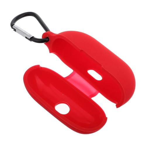 Silicone Protective Case Cover for Earbuds Charging Case, Portable Earbuds Organizer with Full Protection, Red Earphone Accessory for Travel
